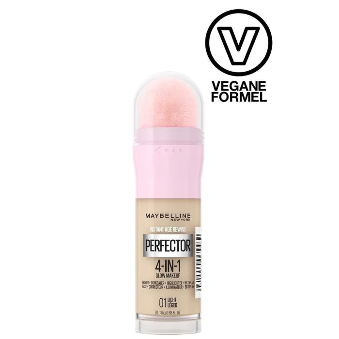 MAYBELLINE - Instant Age Rewind Perfector 4-In-1 Glow Makeup - Fondotinta Illuminante N.01 Light MAYBELLINE - Instant Age Rewind Perfector 4-In-1 Glow Makeup - Fondotinta Illuminante N.01 Light