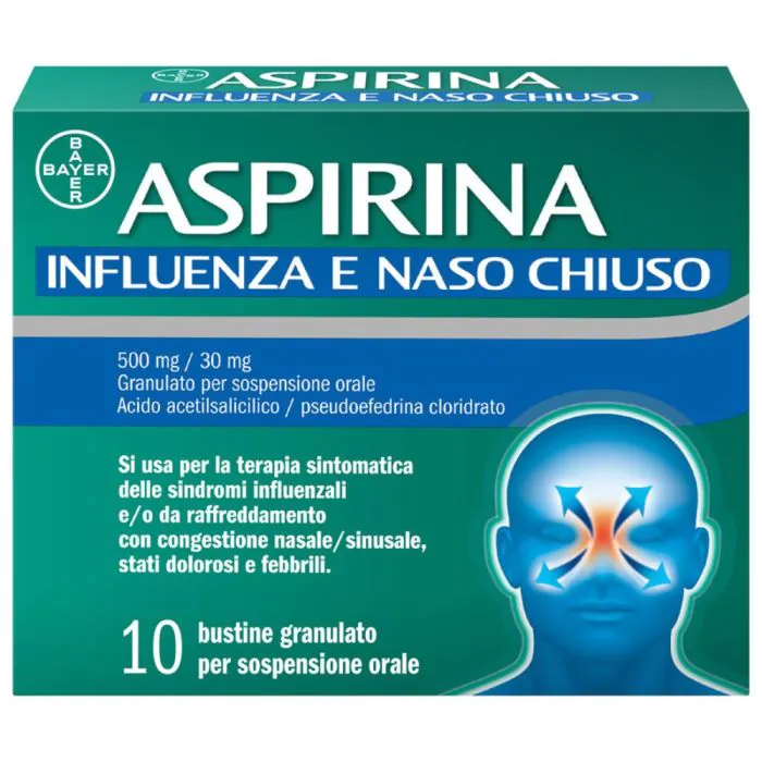 Aspirina Influenza e Naso Chiuso Decongestionante 10 Bustine