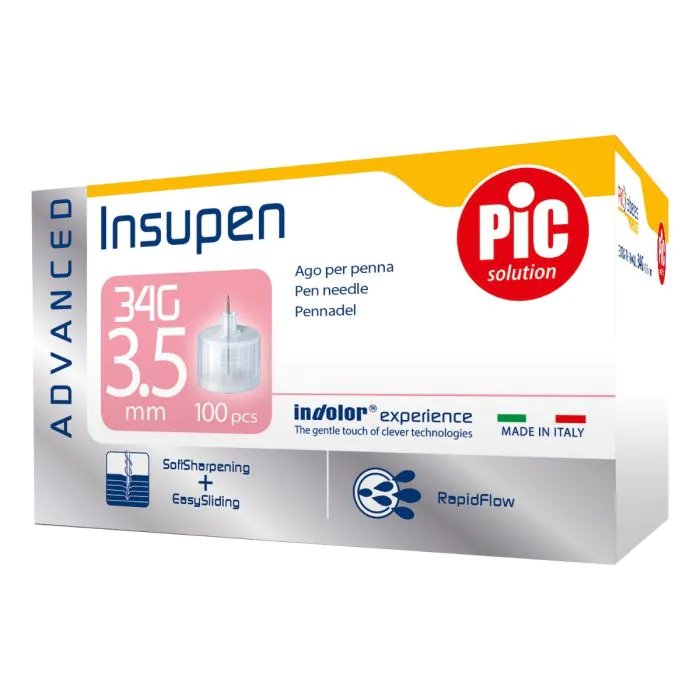 Pic Insupen Advance Gauge Ago Penna Insulina 34x3,5 mm 100pz Pic Insupen Advance Gauge Ago Penna Insulina 34x3,5 mm 100pz
