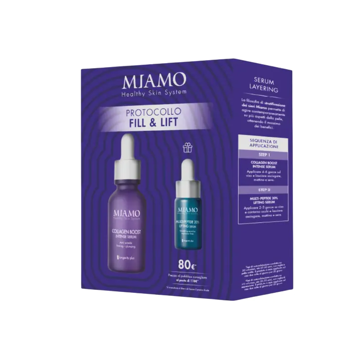 Miamo Protocollo Fill & Lift Collagen Boost Intense Serum 30ml + Multi-Peptide 20% Lifting Serum 10ml Miamo Protocollo Fill & Lift Collagen Boost Intense Serum 30ml + Multi-Peptide 20% Lifting Serum 10ml