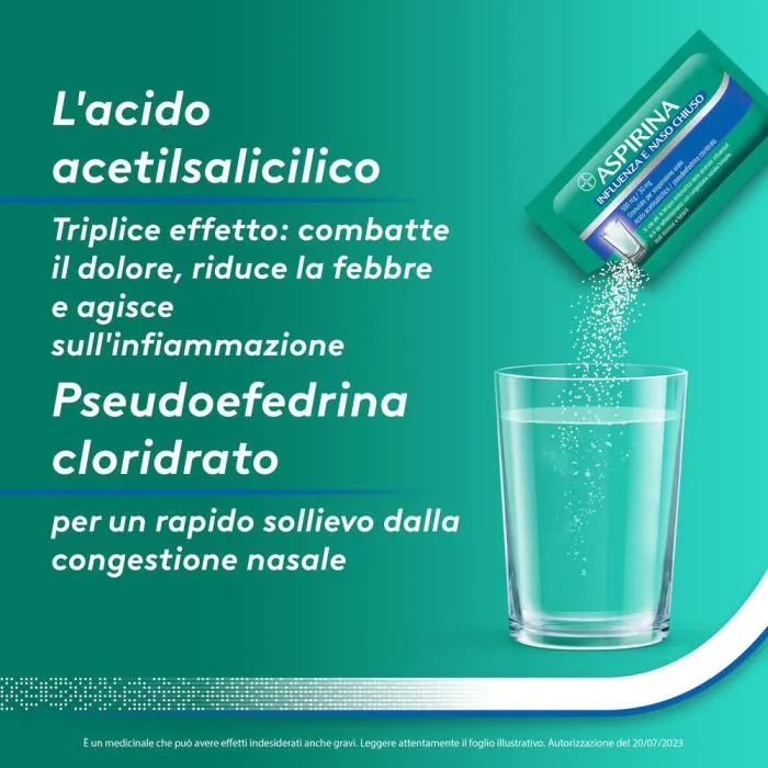 Aspirina Influenza e Naso Chiuso Decongestionante 10 Bustine