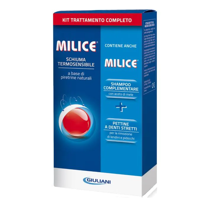Milice Multipack Schiuma 150 ml + Shampoo 80 ml + 1 Pettine a Denti Stretti Trattamento Antipidocchi Milice Multipack Schiuma 150 ml + Shampoo 80 ml + 1 Pettine a Denti Stretti Trattamento Antipidocchi