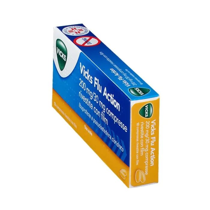 Vicks Flu Action 200 mg/ 30 mg Ibuprofene Pseudoefedrina 12 Compresse