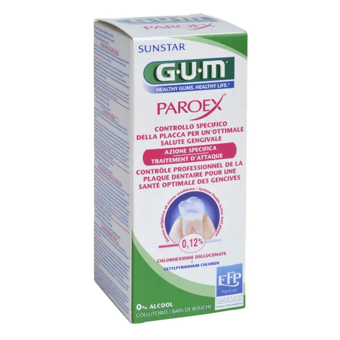 Gum Paroex Collutorio 0.12% Clorexidina per Gengiviti Parodontiti 300 ml Gum Paroex Collutorio 0.12% Clorexidina per Gengiviti Parodontiti 300 ml