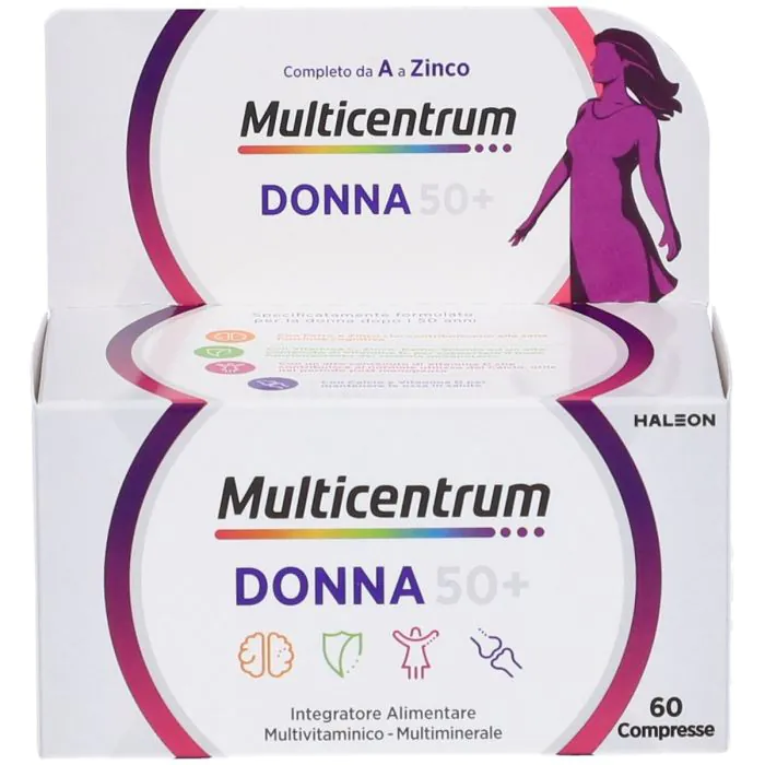 Multicentrum Donna 50+ Integratore Multivitaminico Multiminerale Calcio Ferro Acido Folico 60 Compresse Multicentrum Donna 50+ Integratore Multivitaminico Multiminerale Calcio Ferro Acido Folico 60 Compresse