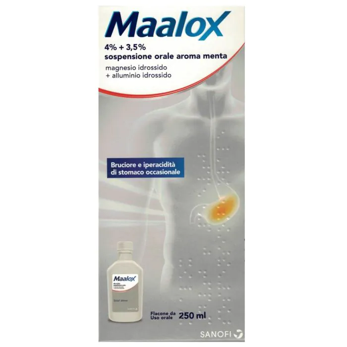 Maalox Sospensione Orale 4% + 3.5% Aroma Menta 250 ml Maalox Sospensione Orale 4% + 3.5% Aroma Menta 250 ml