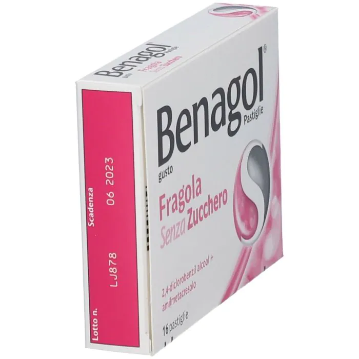Benagol Pastiglie Fragola Senza Zucchero Antisettico Cavo Orale 16 Pastiglie