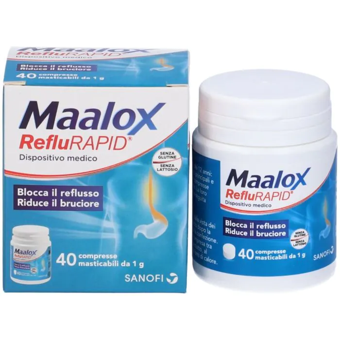 Maalox RefluRapid Integratore Per il Bruciore di Stomaco 40 Compresse Masticabili