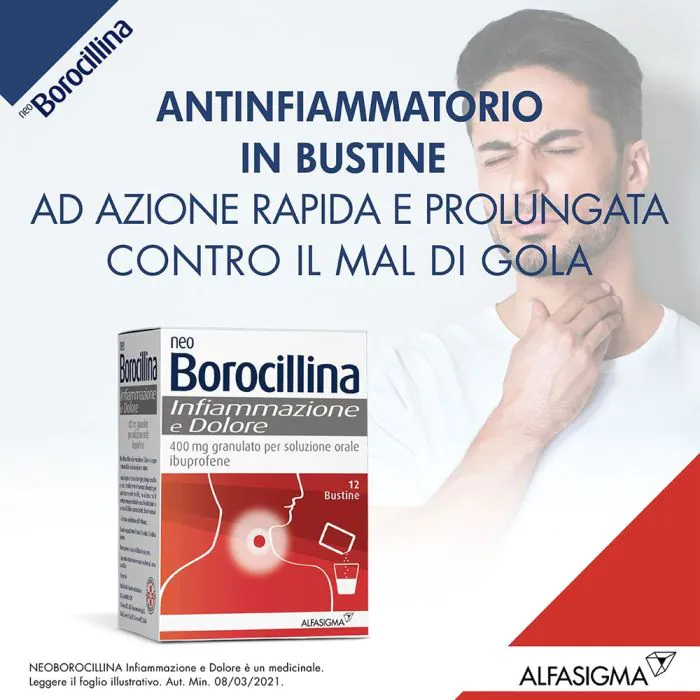 Neoborocillina Infiammazione E Dolore 400mg Granulato Soluzione Orale 12 Bustine