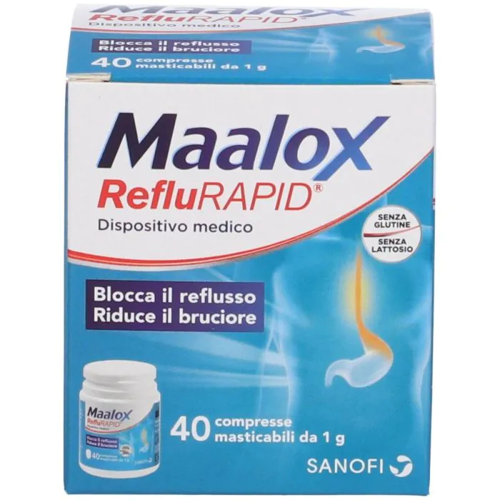 Maalox RefluRapid Integratore Per il Bruciore di Stomaco 40 Compresse Masticabili