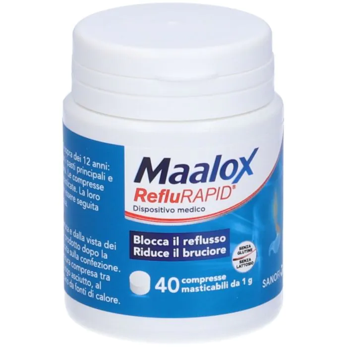 Maalox RefluRapid Integratore Per il Bruciore di Stomaco 40 Compresse Masticabili
