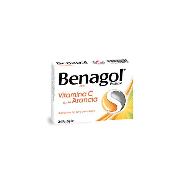 Benagol Pastiglie Vitamina C Antisettico per Cavo Orale Gusto Arancia 24 Pastiglie