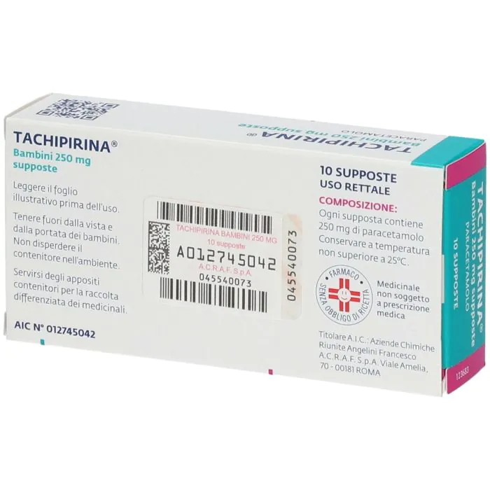 Tachipirina Bambini 250 mg Paracetamolo 10 Supposte