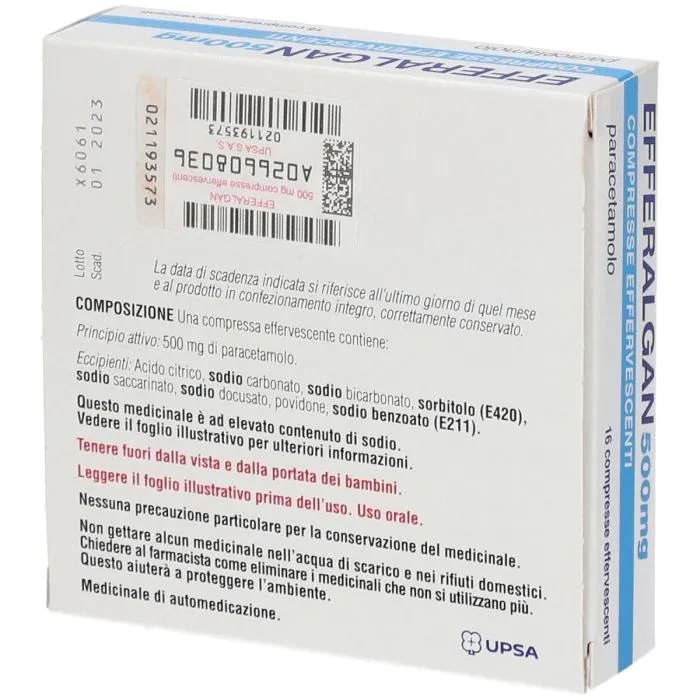 Efferalgan 500 Mg Paracetamolo 16 Compresse Effervescenti