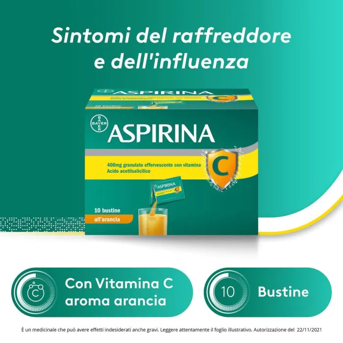 Aspirina C per Raffreddore Febbre e Influenza 10 Buste
