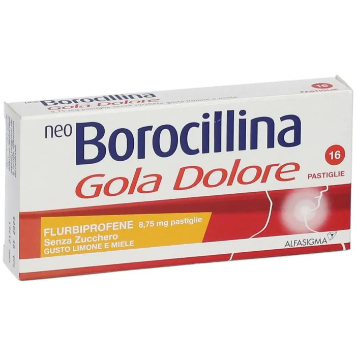 Neoborocillina Gola Dolore 16 Pastiglie 8,75mg Limone Miele Senza Zucchero Neoborocillina Gola Dolore 16 Pastiglie 8,75mg Limone Miele Senza Zucchero