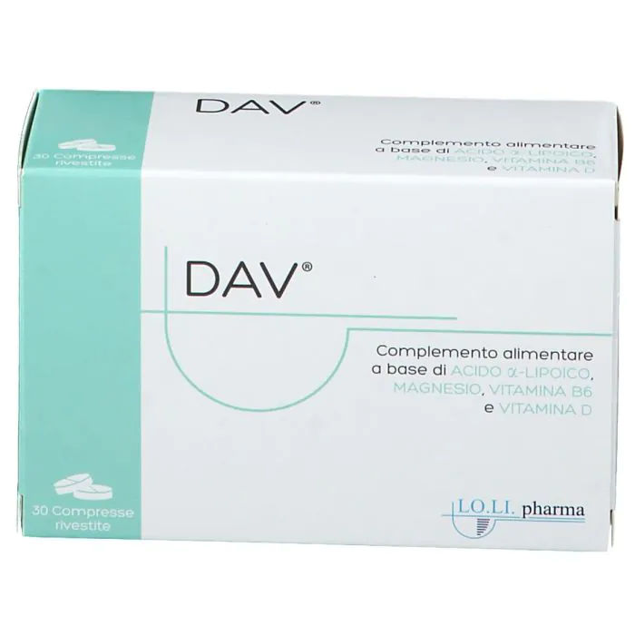 Dav Integratore di Magnesio Acido alfa-lipoico Vitamina B6 30 Compresse Dav Integratore di Magnesio Acido alfa-lipoico Vitamina B6 30 Compresse