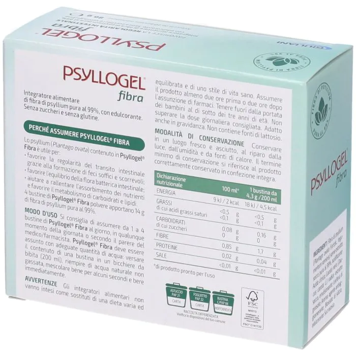 Psyllogel Fibra Integratore Intestinale Gusto Arancia Rossa 20 Bustine