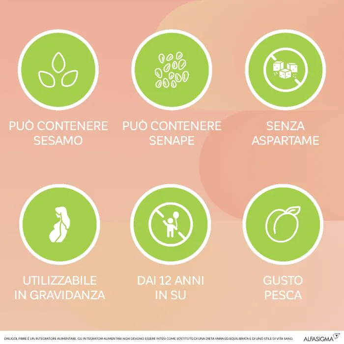 Onligol Fibra integratore Per Regolarità intestinale Gusto Pesca 20 Bustine
