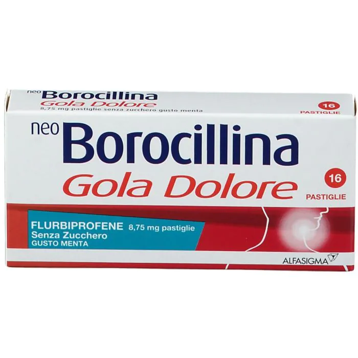 Neoborocillina Gola Dolore 16 Pastiglie 8,75mg Menta Senza Zucchero Neoborocillina Gola Dolore 16 Pastiglie 8,75mg Menta Senza Zucchero