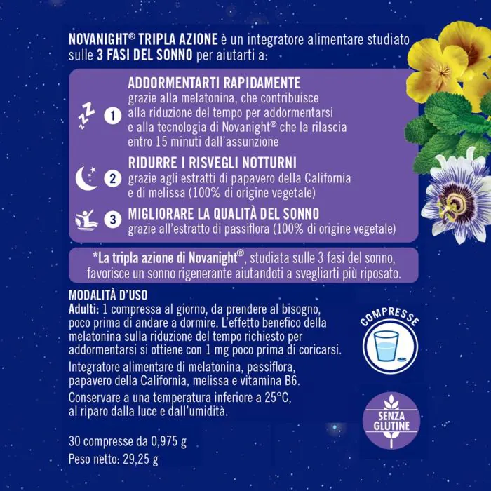 Novanight Tripla Azione Integratore A Rilascio Rapido Promo 30 Compresse