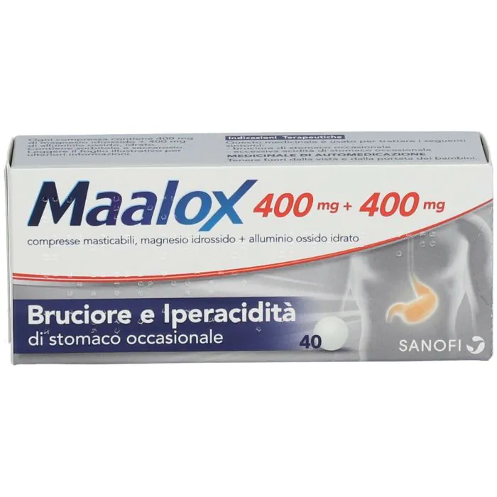 Maalox Compresse Antiacido 400mg+400mg 40 Compresse Masticabili