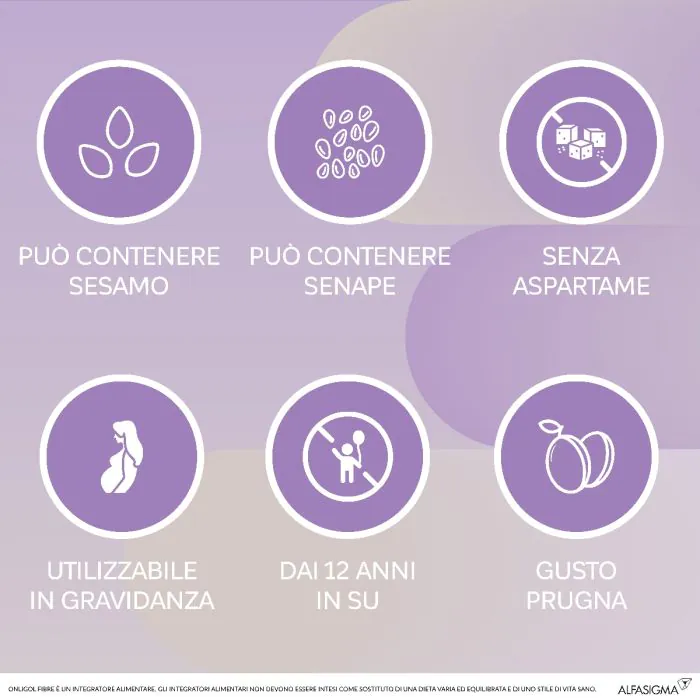 Onligol Fibra integratore Per Regolarità intestinale Gusto Prugna 20 Bustine