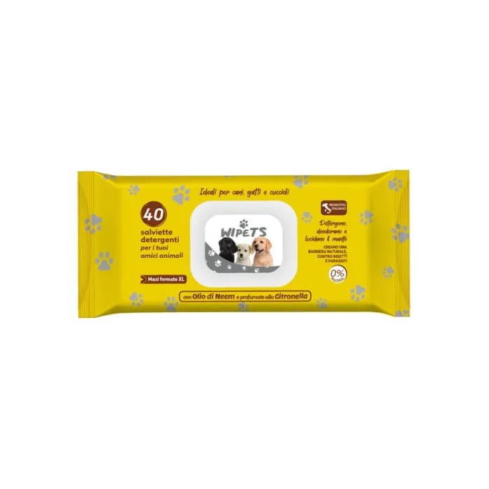 Wipets Salviette Detergenti Per Animali Olio Di Neem E Citronella 40 Pezzi