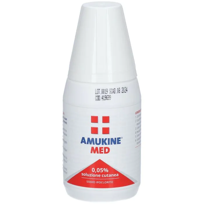Amukine Med Soluzione Cutanea 0,05% Sodio Ipoclorito 250 ml Amukine Med Soluzione Cutanea 0,05% Sodio Ipoclorito 250 ml