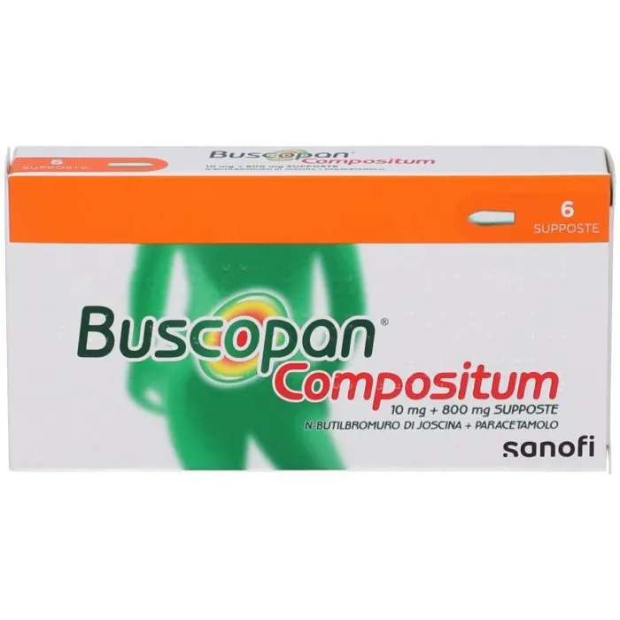 Buscopan Compositum 10 mg + 800 mg 6 Supposte Buscopan Compositum 10 mg + 800 mg 6 Supposte
