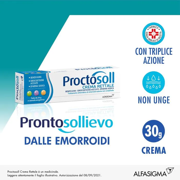 Proctosoll Crema Rettale Contro Emorroidi Benzocaina 30 g