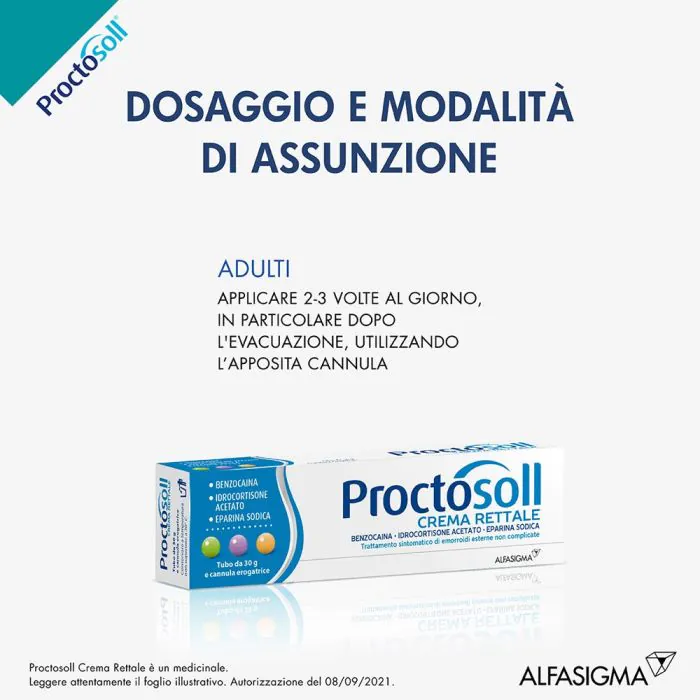 Proctosoll Crema Rettale Contro Emorroidi Benzocaina 30 g