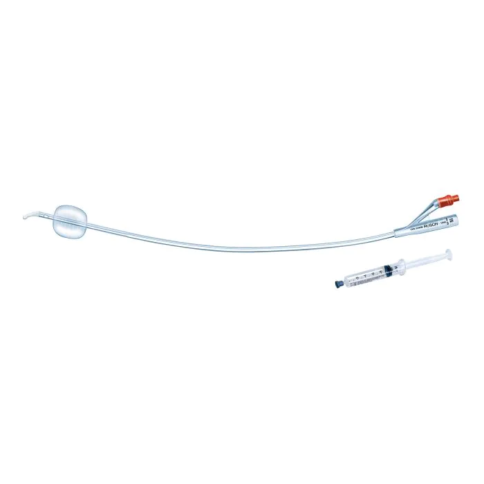 Catetere foley in silicone per adulti brillant plus 2 vie senza scanalature ch24 lunghezza 41 cm palloncino 10 ml punta tiemann 2 fori 1 pezzo