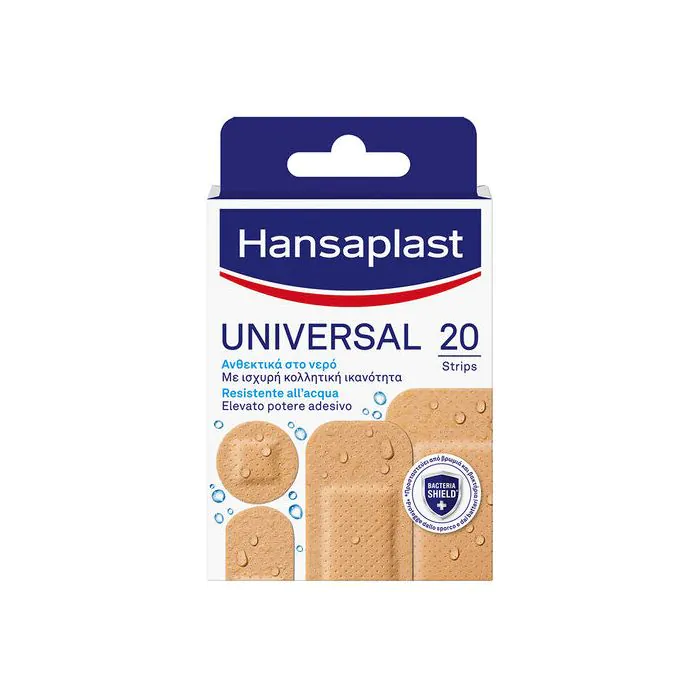 Cerotto hansaplast universal resistente all'acqua 4 forme assortite 20 pezzi Cerotto hansaplast universal resistente all'acqua 4 forme assortite 20 pezzi