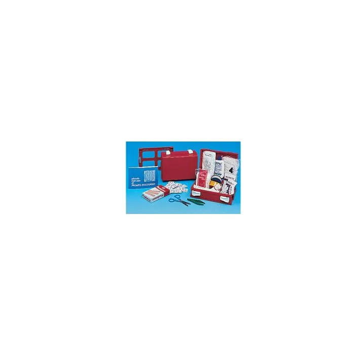 Cassetta pronto soccorso minikit per casa, ufficio e tempo libero. contenitore in abs antiurto e con supporto per il fissaggio alla parete Cassetta pronto soccorso minikit per casa, ufficio e tempo libero. contenitore in abs antiurto e con supporto per il fissaggio alla parete