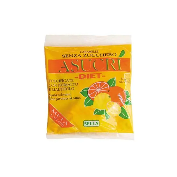 Sella asucri diet caramelle arancia e limone senza zucchero 40 gr Sella asucri diet caramelle arancia e limone senza zucchero 40 gr