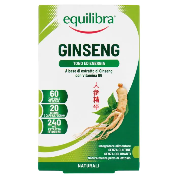Equilibra Ginseng Integratore Energia Fisica e Mentale 60 Capsule Vegetali Equilibra Ginseng Integratore Energia Fisica e Mentale 60 Capsule Vegetali