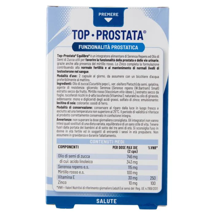 Equilibra Top Prostata Integratore Benessere Vie Urinarie 40 Capsule
