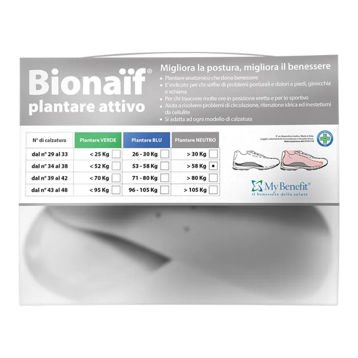 Plantare attivo preformato bionaif neutro misura piccola 2 pezzi Plantare attivo preformato bionaif neutro misura piccola 2 pezzi