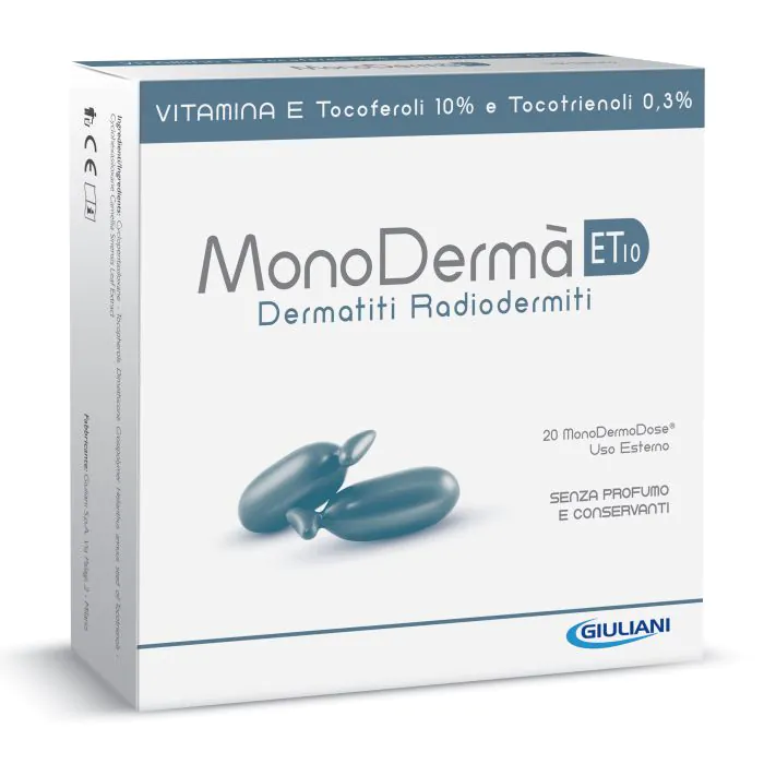Monoderma' et10 vitamina e 10% tocotrienoli 0,3% 20 capsule monodose uso esterno 0,9 ml Monoderma' et10 vitamina e 10% tocotrienoli 0,3% 20 capsule monodose uso esterno 0,9 ml