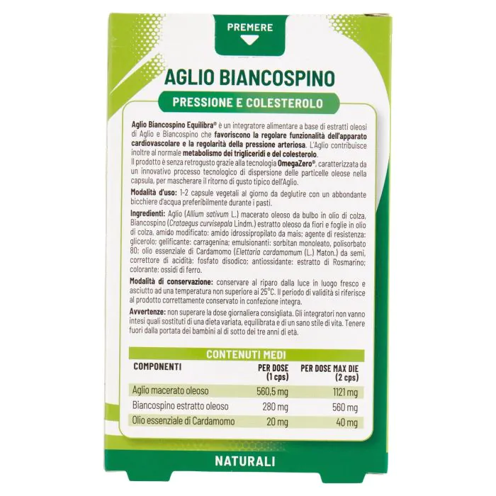 Equilibra Aglio e Biancospino Integratore Benessere Cardiovascolare 32 Capsule Vegetali