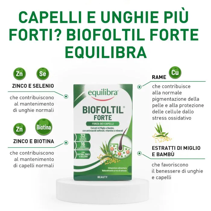 Equilibra Biofoltil Forte Integratore Capelli e Unghie 32 Perle Vegetali