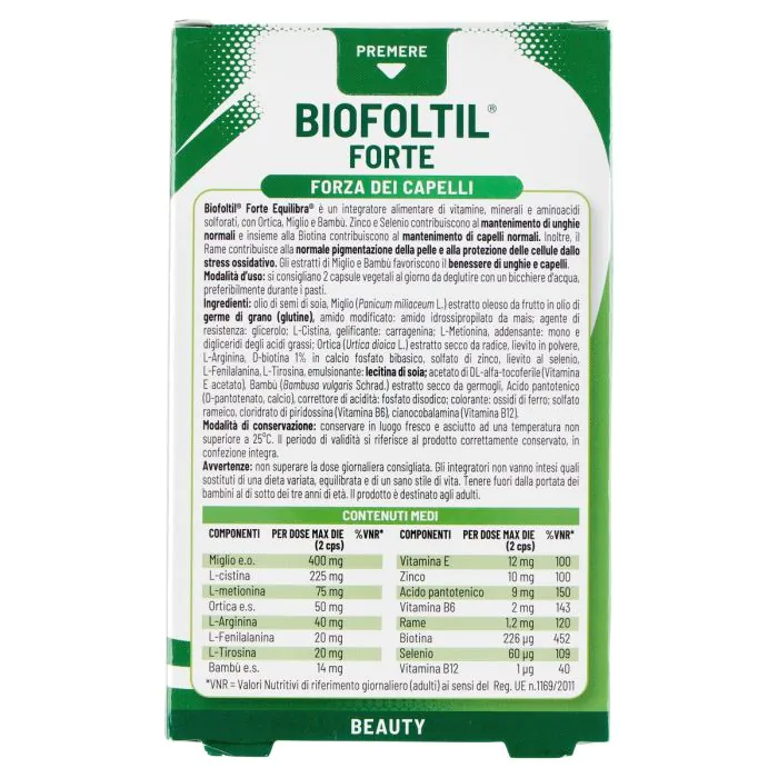 Equilibra Biofoltil Forte Integratore Capelli e Unghie 32 Perle Vegetali