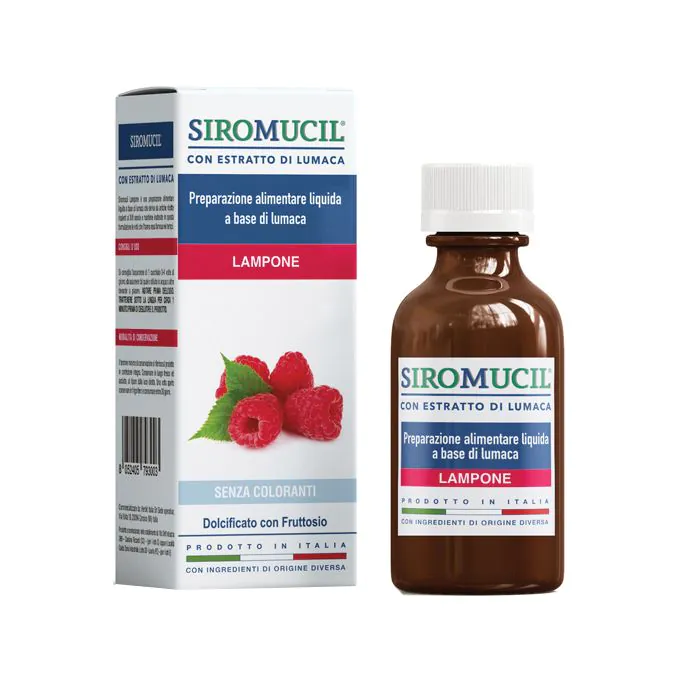Siromucil preparato alimentare con estratto di lumaca al lampone 150 ml Siromucil preparato alimentare con estratto di lumaca al lampone 150 ml