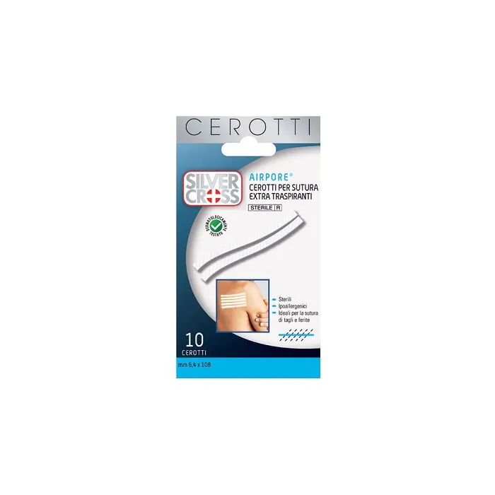 Cerotto silvercross sut airpore 6,4x108 10 pezzi Cerotto silvercross sut airpore 6,4x108 10 pezzi