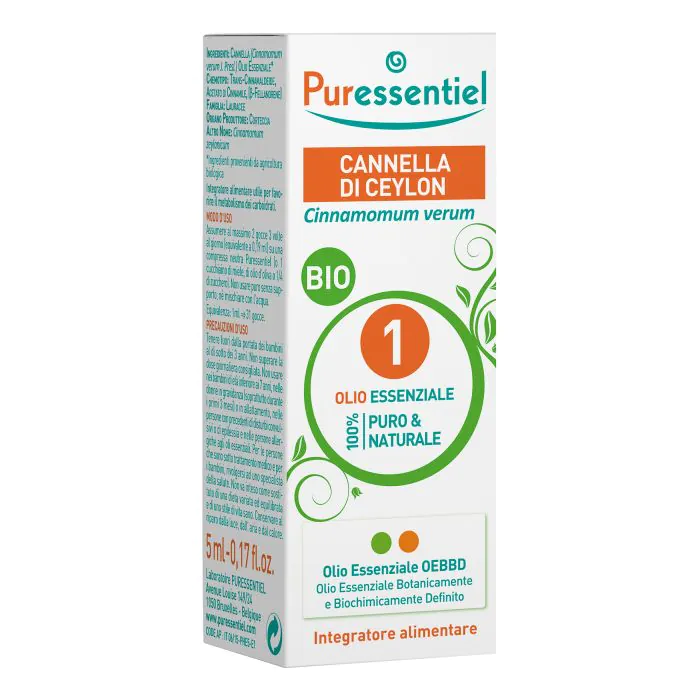 Puressentiel cannella ceylon olio essenziale bio 5 ml Puressentiel cannella ceylon olio essenziale bio 5 ml