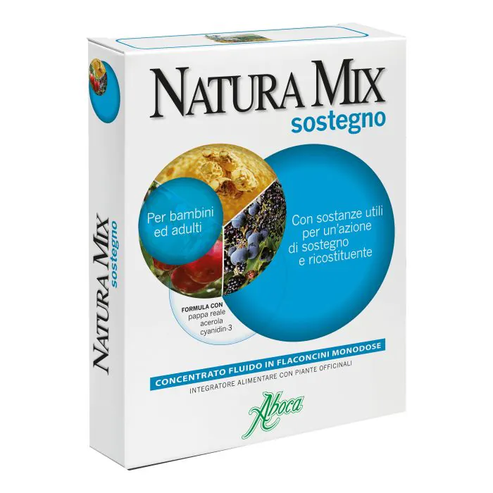 Natura mix sostegno concentrato fluido 10 flaconcini monodose in vetro da 15 grammi