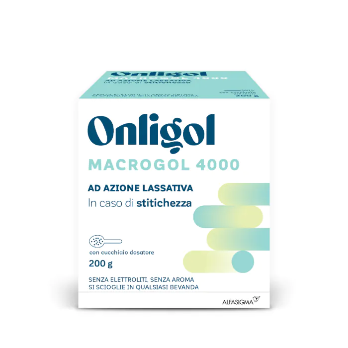 Onligol Macrogol 4000 200 g Stitichezza + Cucchiaino Dosatore Senza Zucchero Onligol Macrogol 4000 200 g Stitichezza + Cucchiaino Dosatore Senza Zucchero