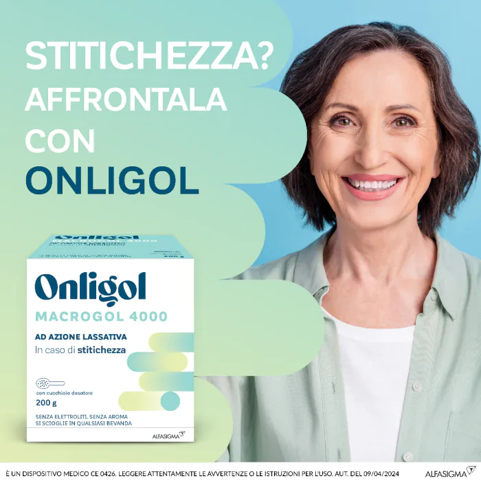 Onligol Macrogol 4000 200 g Stitichezza + Cucchiaino Dosatore Senza Zucchero 