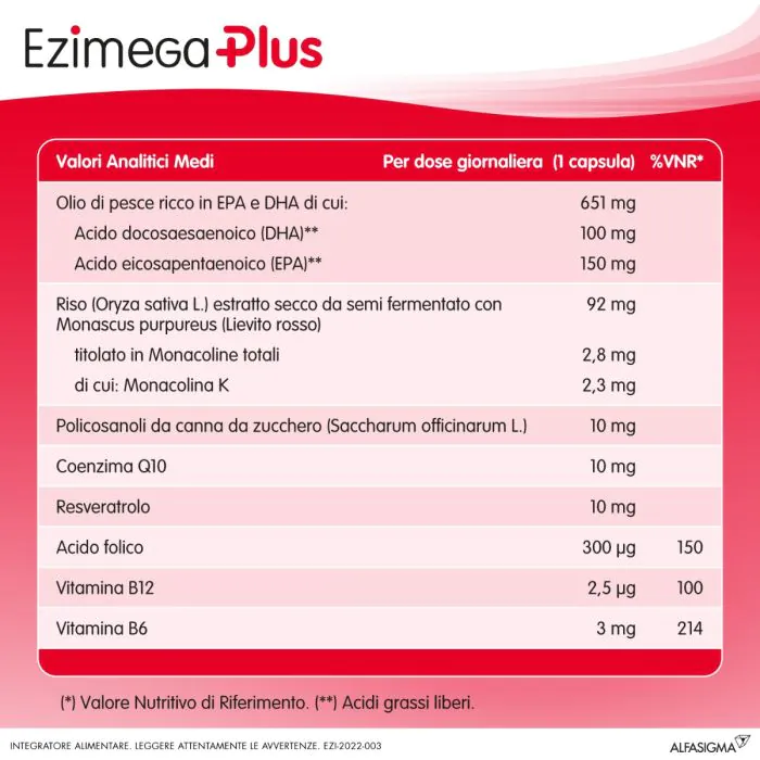 Ezimega Plus Integratore Controllo Colesterolo 20 Capsule Molli